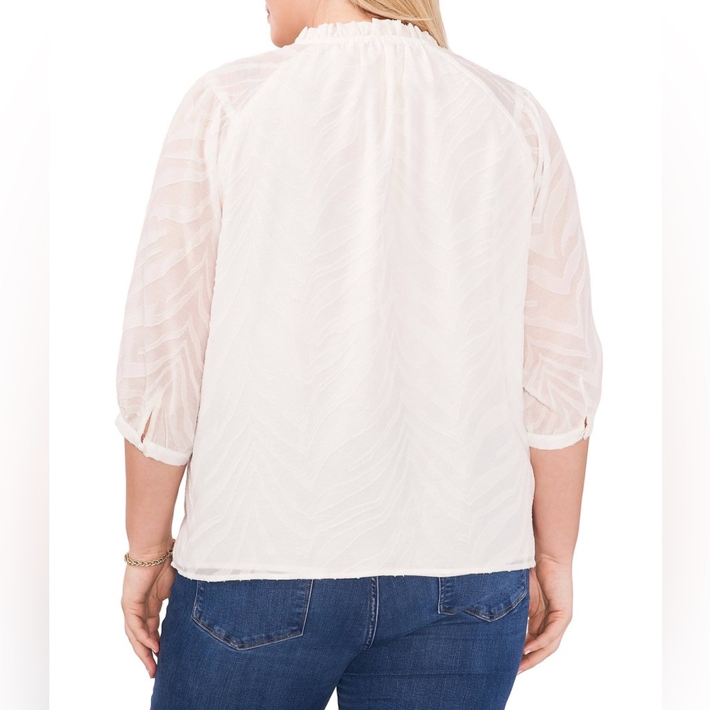Vince Camuto zebra print tie neck peasant blouse